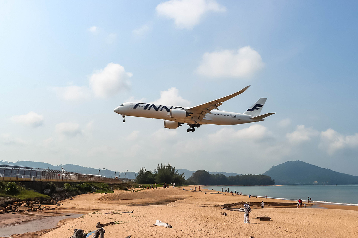 Airplane watching at Phuket International Airport, Mai Khao beach